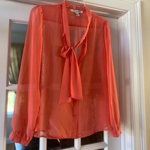 Forever 21 long sleeve sheer pink blouse